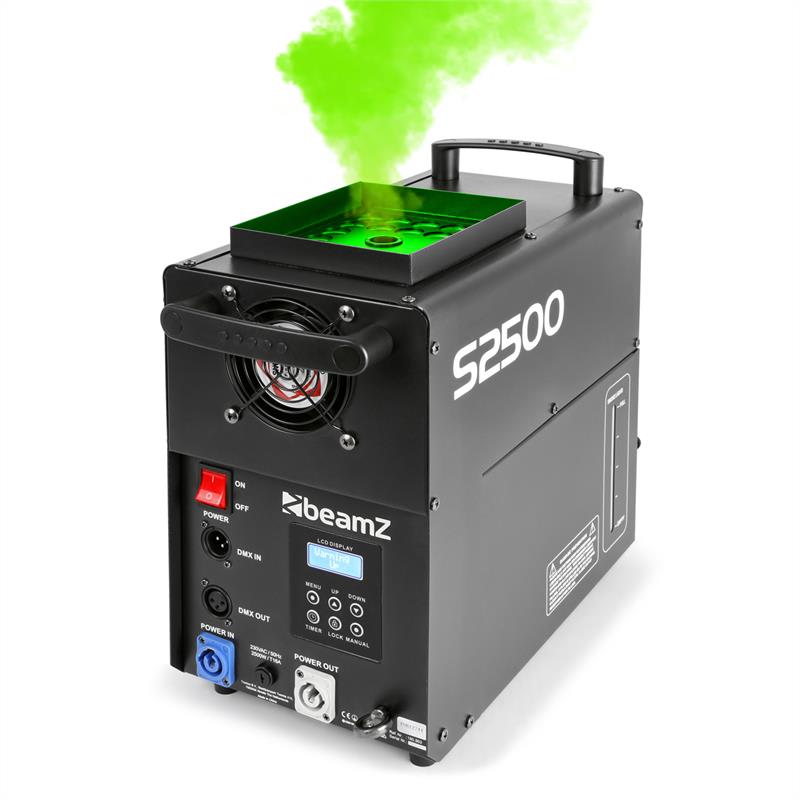 Beamz S2500 výrobník hmly 2500W 24x10W 4-in1-LEDs DMX 3,5L nádrž – Obrázok 5