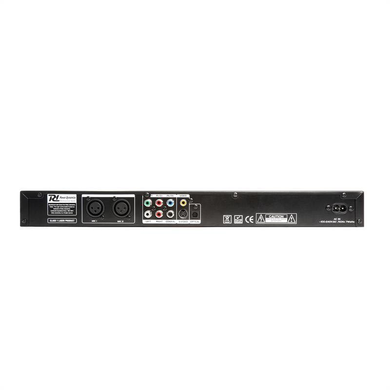 Power Dynamics PDC150, 19" DVD/CD prehrávač, USB, koaxiálny a optický výstup, 2 x MIC IR diaľkový ovládač – Obrázok 2