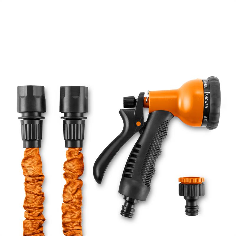 Waldbeck Water Wizard 22, flexibilná záhradná hadica, 8 funkcií, 22.5 m, oranžová – Obrázok 4