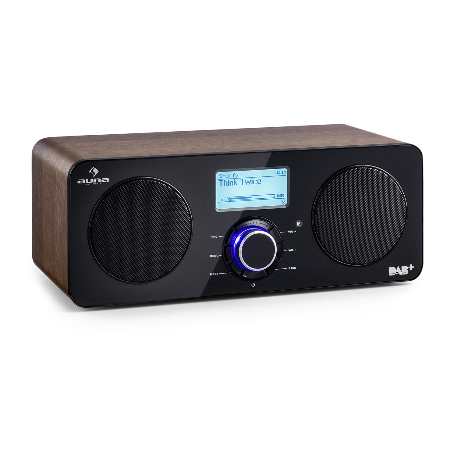 Auna Worldwide Stereo internetové rádio Spotify Connect App Control vlašský orech
