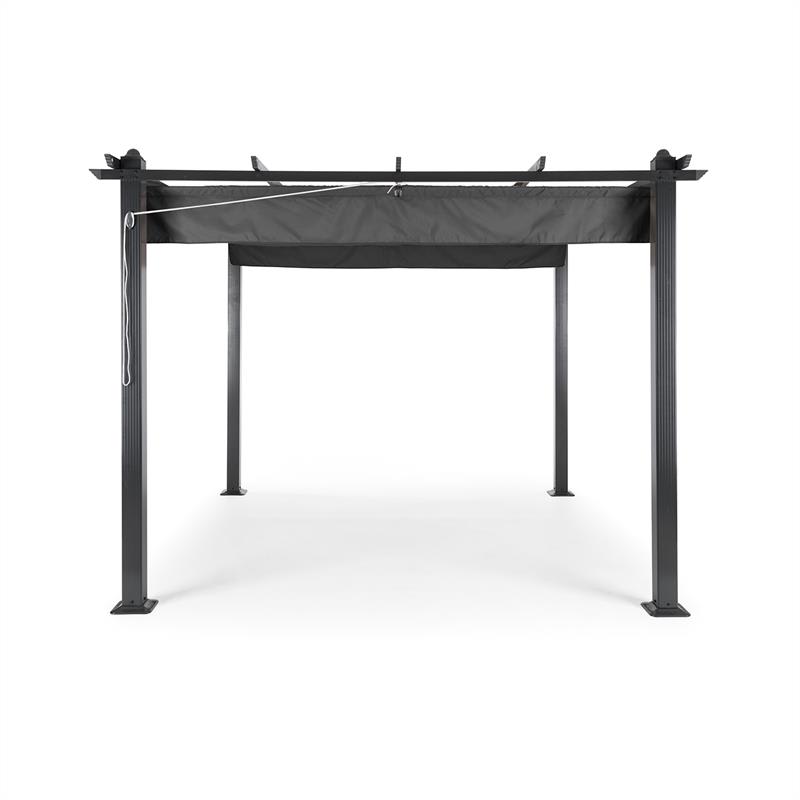 Blumfeldt Pantheon, pergola, prístrešok, 3 x 3 m, hliník, strieška proti slnku, polyester, sivá – Obrázok 3