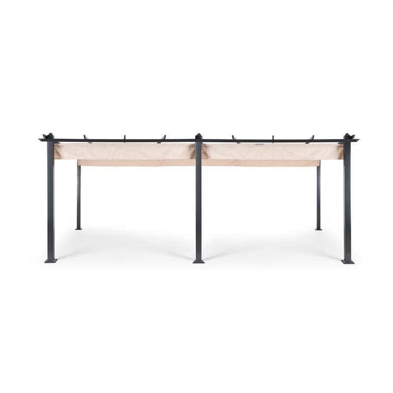 Blumfeldt Pantheon, pergola, prístrešok, 3 x 6 m, hliník, strieška proti slnku, polyester, béžová – Obrázok 3