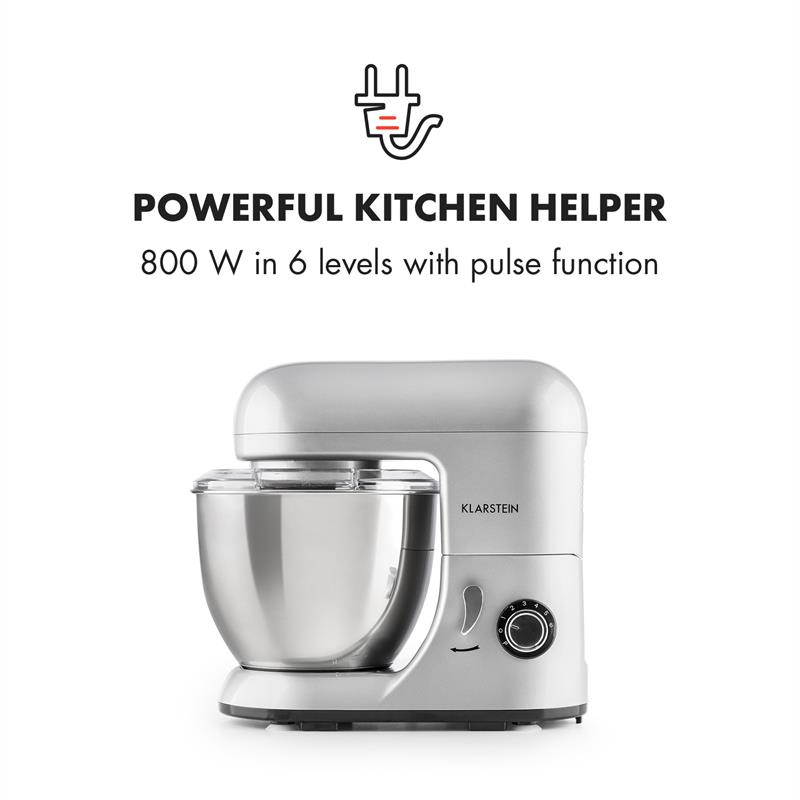 Klarstein Bella Pico Argentea, mini kuchynský robot, 550 W, 6 stupňov, 4 litre, strieborný – Obrázok 3