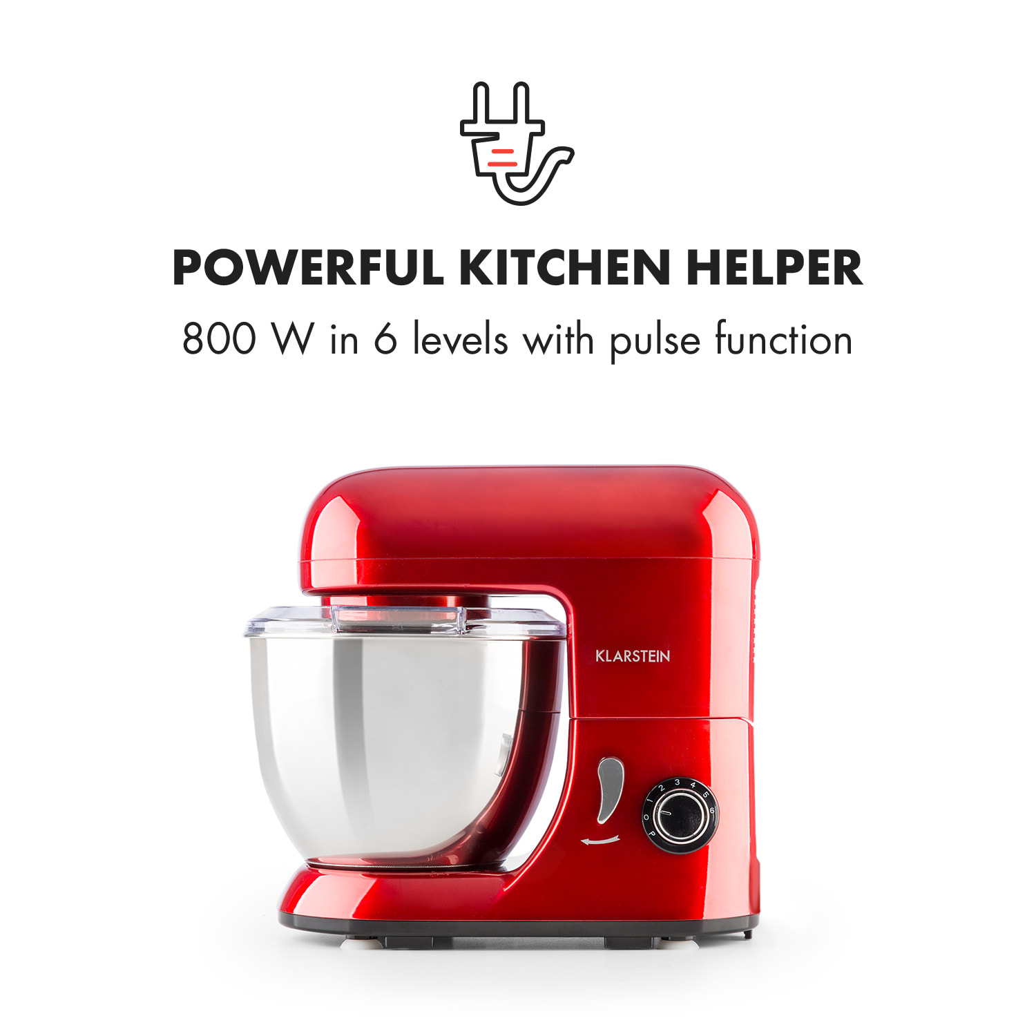 Klarstein Bella Pico Rossa, mini kuchynský robot, 550 W, 6 stupňov, 4 litre, červený – Obrázok 2