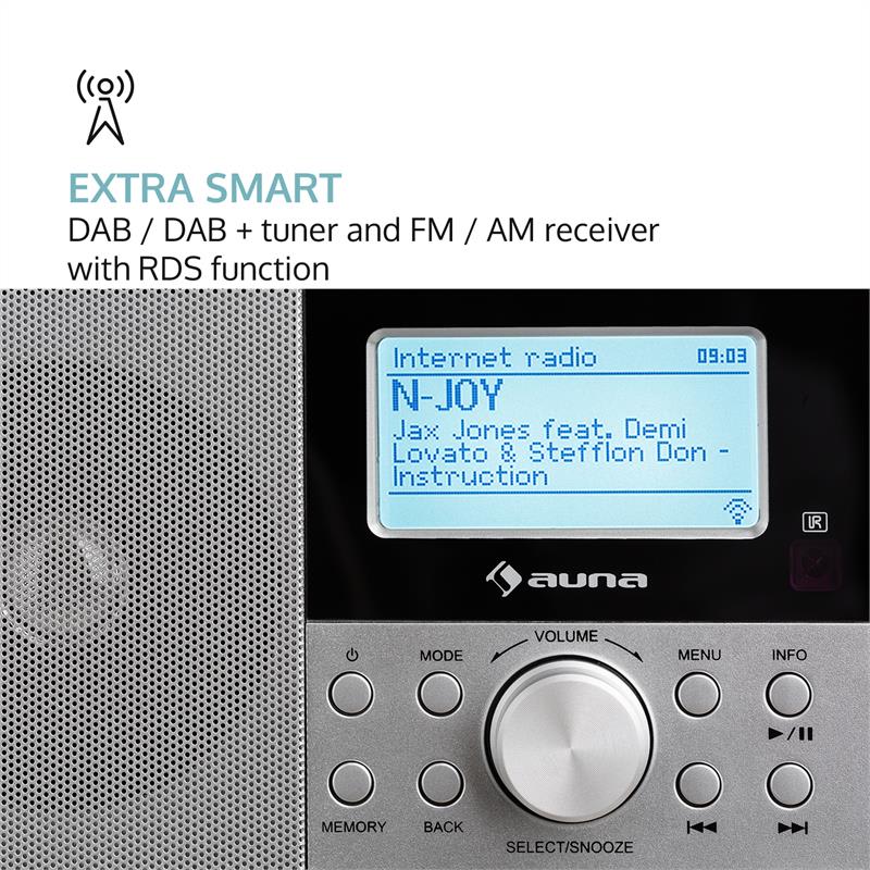 Auna Worldwide Mini, internetové rádio, WLAN, sieťový prehrávač, USB, MP3, AUX, FM tuner, biela farba – Obrázok 4