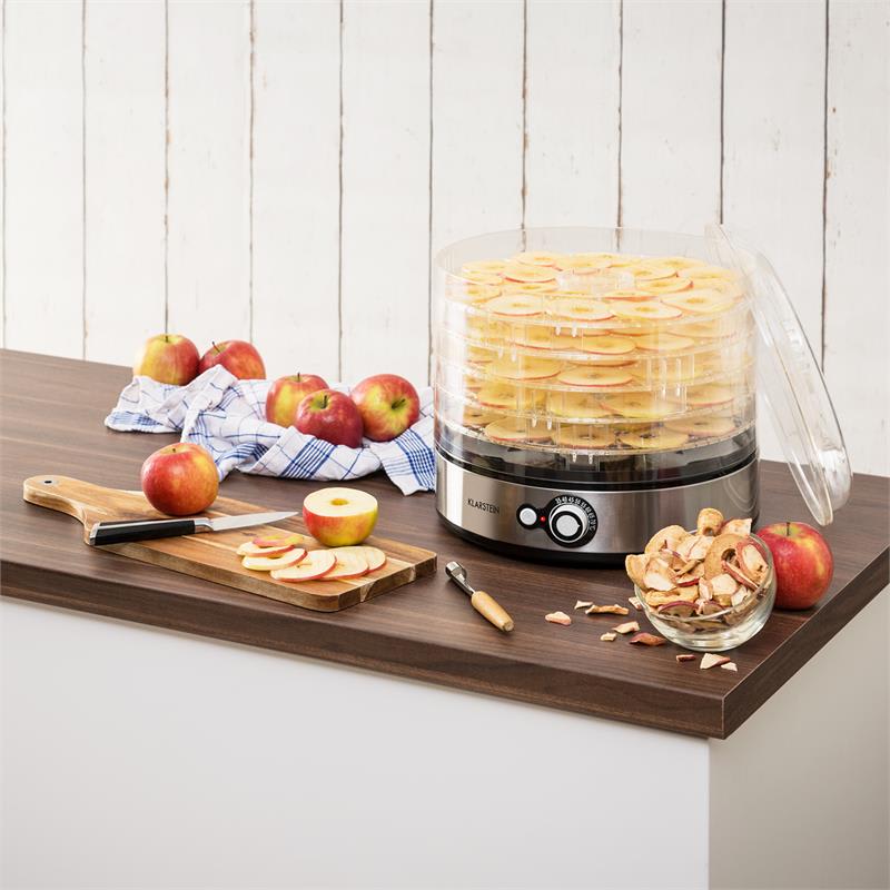 Klarstein Fruitower M sušička ovocia, 35-70°C, 5 poličiek, 200-240W, ušľachtilá oceľ – Obrázok 2