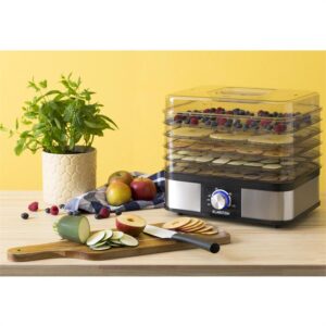 Klarstein Valle Deluxe, sušička potravín, dehydrátor, 5 mrežovitých políc, 250W, nerezová oceľ
