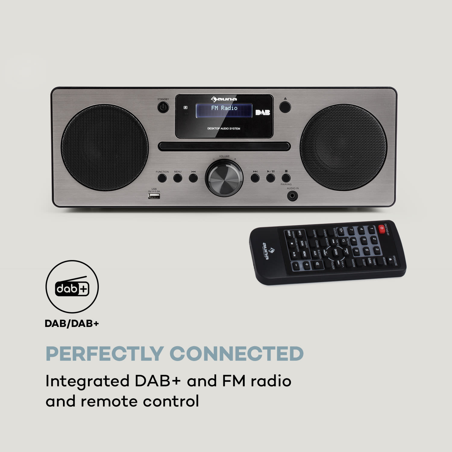 Auna Harvard, mikrosystém, DAB/DAB+, FM tuner, CD prehrávač, USB nabíjanie, orech – Obrázok 3