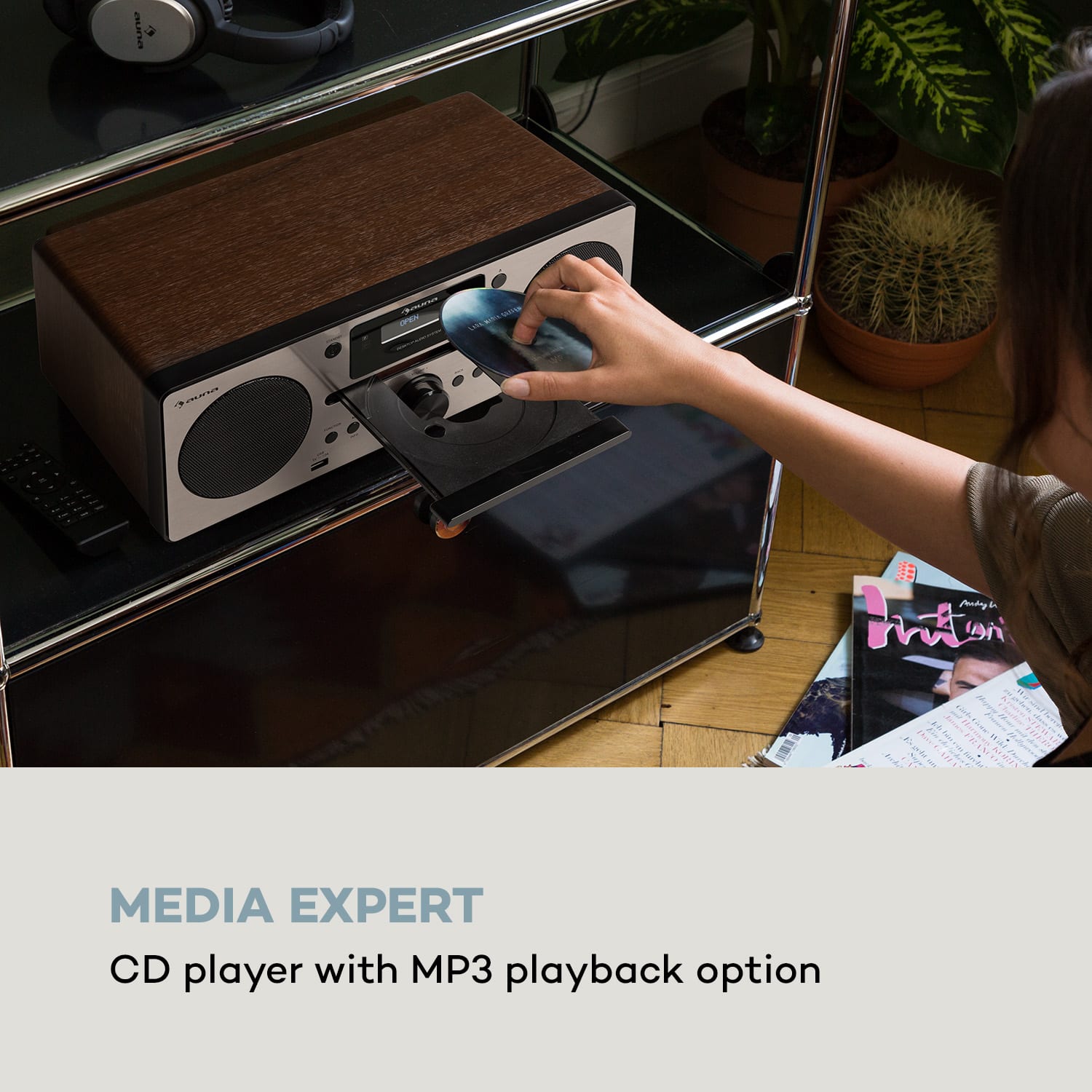 Auna Harvard, mikrosystém, DAB/DAB+, FM tuner, CD prehrávač, USB nabíjanie, orech – Obrázok 5
