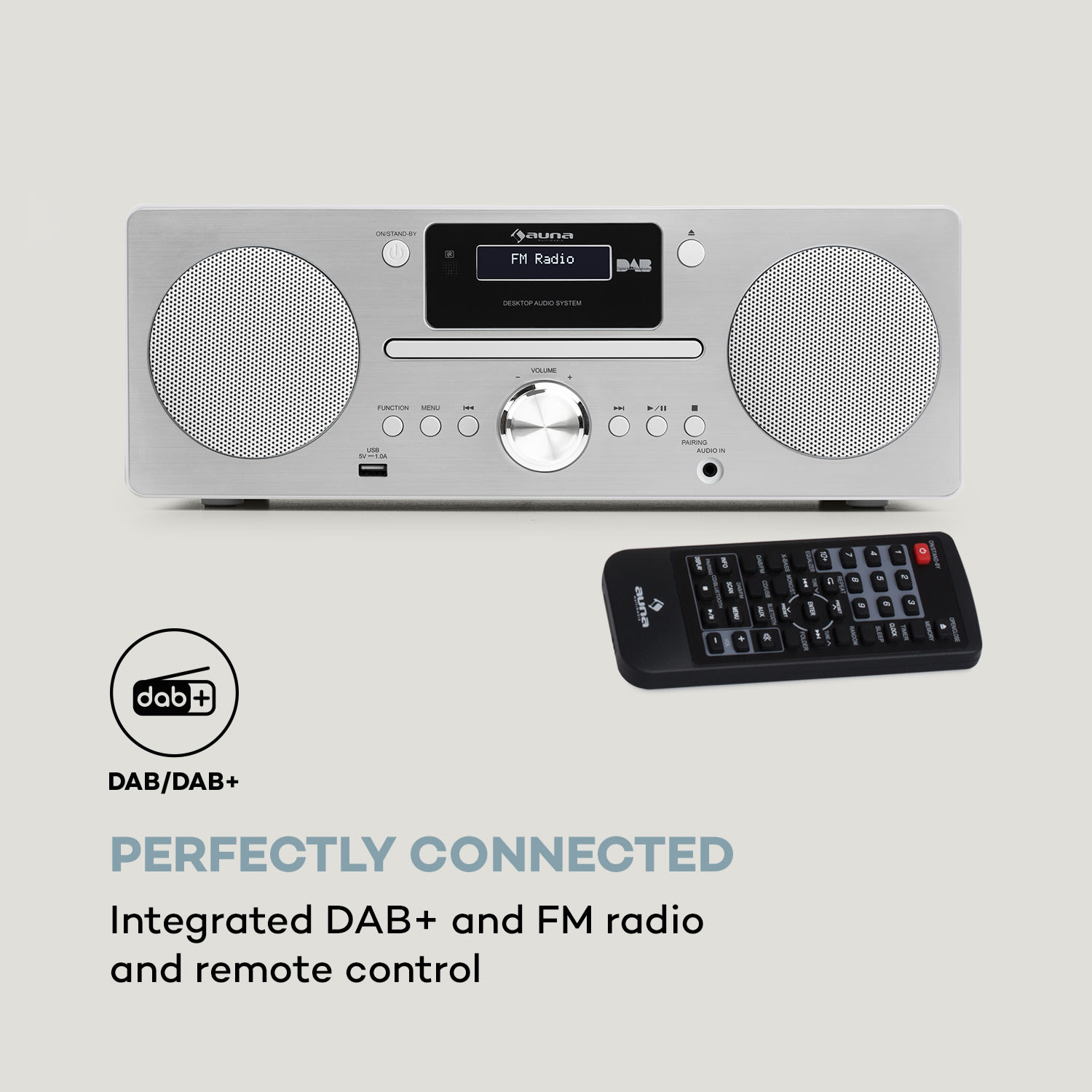 Auna Harvard, mikrosystém, DAB/DAB+, FM tuner, CD prehrávač, USB nabíjanie, biely – Obrázok 3