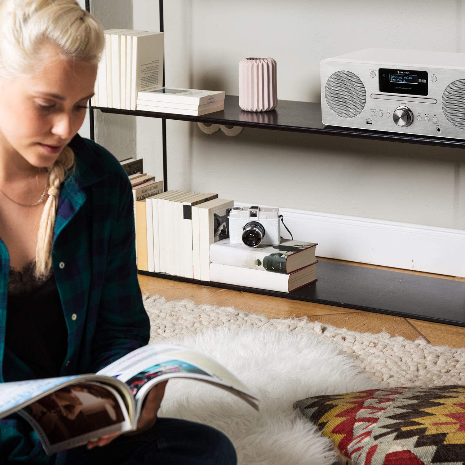 Auna Harvard, mikrosystém, DAB/DAB+, FM tuner, CD prehrávač, USB nabíjanie, biely – Obrázok 2