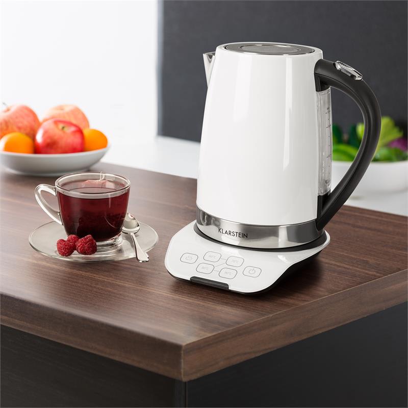 Klarstein Gulliver rýchlovarná kanvica, 2200W; 1,7l; funkcia udržiavania teploty, biela farba – Obrázok 2