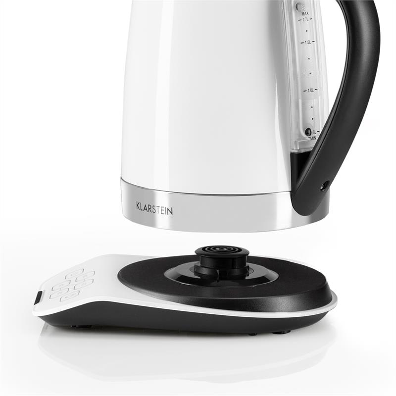 Klarstein Gulliver rýchlovarná kanvica, 2200W; 1,7l; funkcia udržiavania teploty, biela farba – Obrázok 4