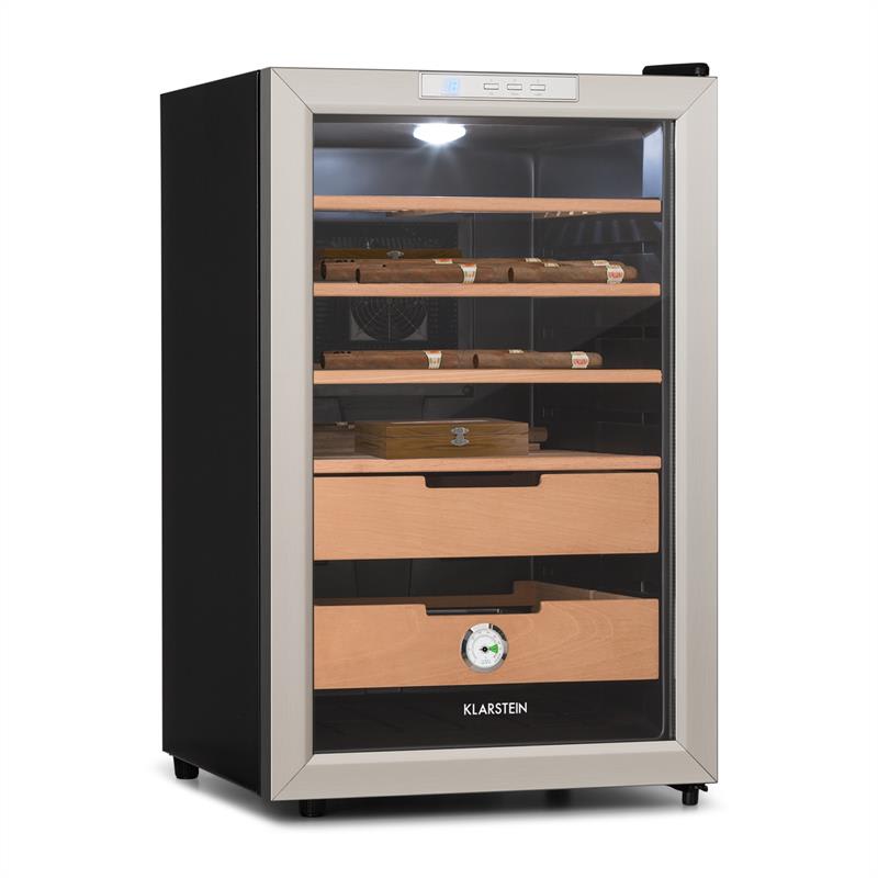 Klarstein El Presidente 65, humidor, 70 W, dotykový, bukové drevo, 65 l, LED, čierny/strieborný