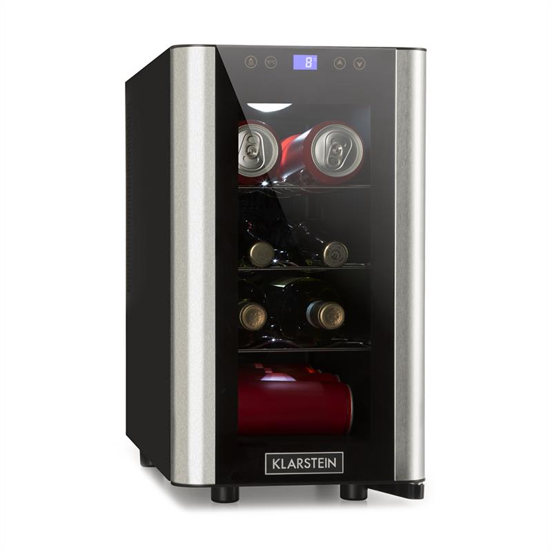 Chladnička na nápoje Klarstein Vinovista Picollo, 24 l/8 fliaš, LED, sklenené dvere, ušľachtilá oceľ