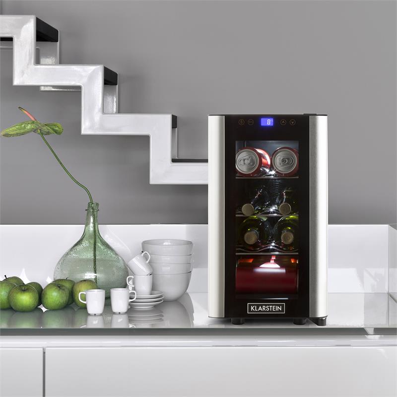 Chladnička na nápoje Klarstein Vinovista Picollo, 24 l/8 fliaš, LED, sklenené dvere, ušľachtilá oceľ – Obrázok 2