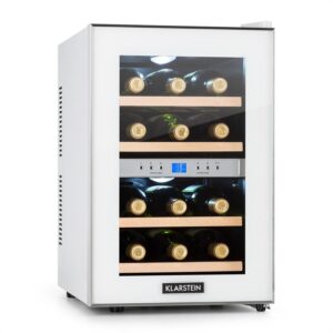 Klarstein Reserva, chladiaca vinotéka, 34 l, 12 fliaš, 2 chladiace zóny, 7-18°C , biela