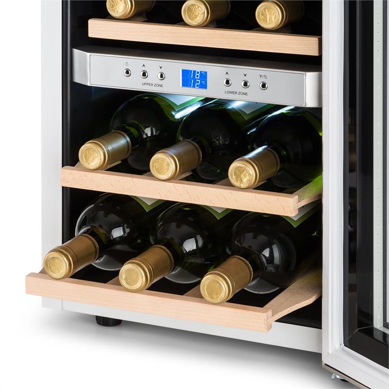 Klarstein Reserva, chladiaca vinotéka, 34 l, 12 fliaš, 2 chladiace zóny, 7-18°C , biela – Obrázok 5