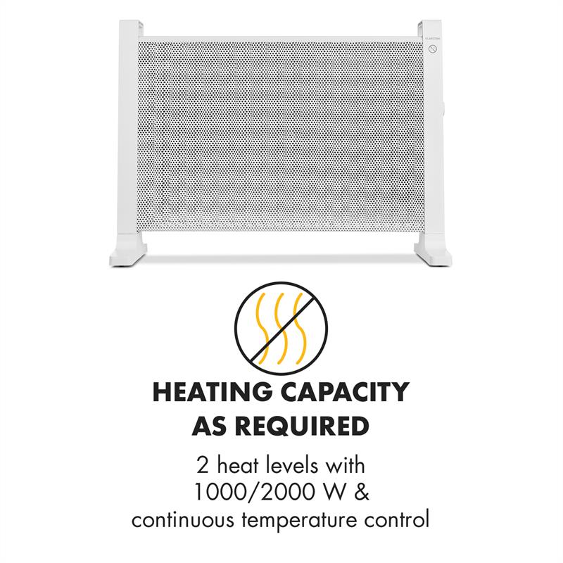 Klarstein HeatPal Mica20, elektrický ohrievač, 2000 W, 2 výkonnostné stupne, biely – Obrázok 3