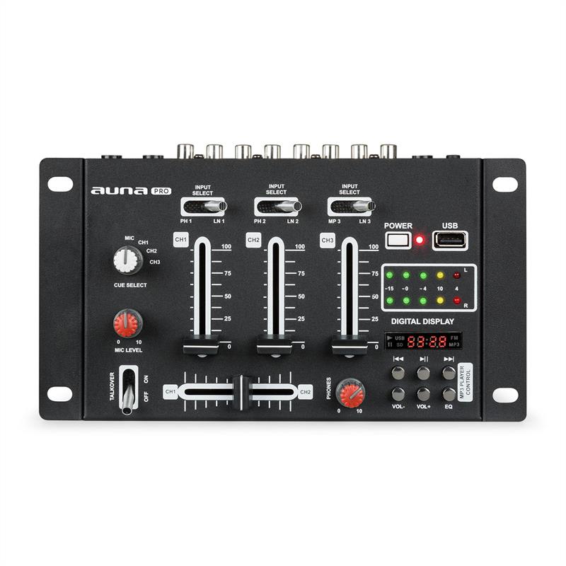 Auna Pro DJ-21 DJ-mixér mixážny pult, USB, čierna farba – Obrázok 2