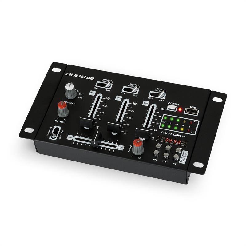 Auna Pro DJ-21 DJ-mixér mixážny pult, USB, čierna farba – Obrázok 5