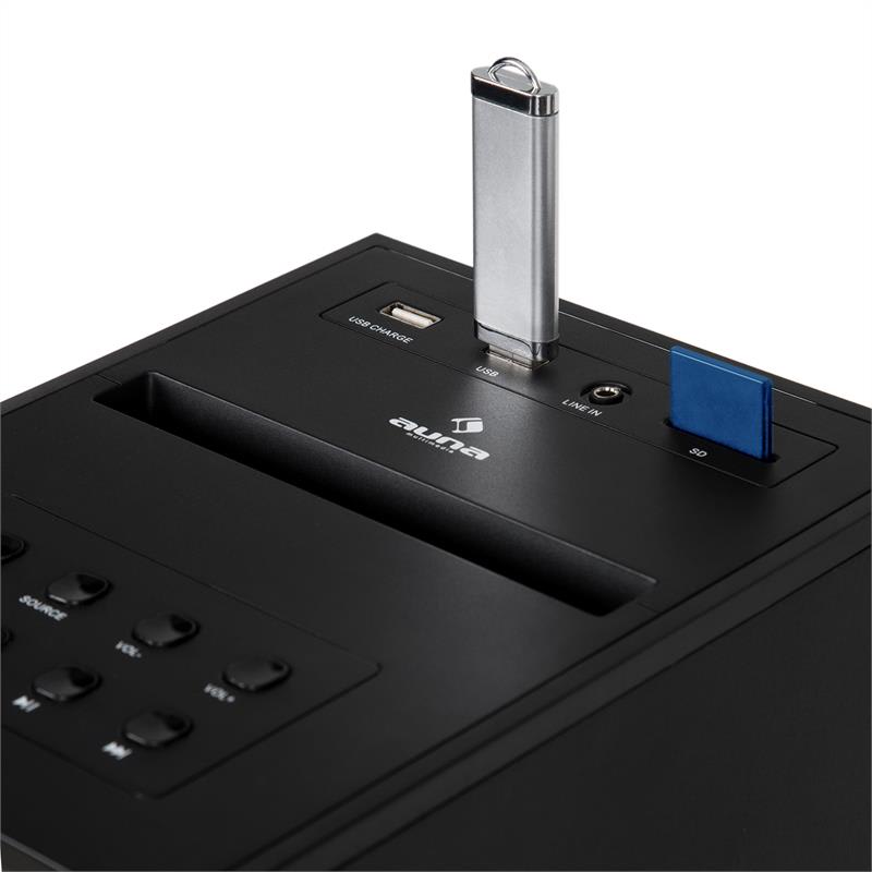 Auna Karaboom CD karaoke zariadenie, bluetooth, MP3, USB nabíjačka, mikrofón, diaľkové ovládanie, čierna farba – Obrázok 4
