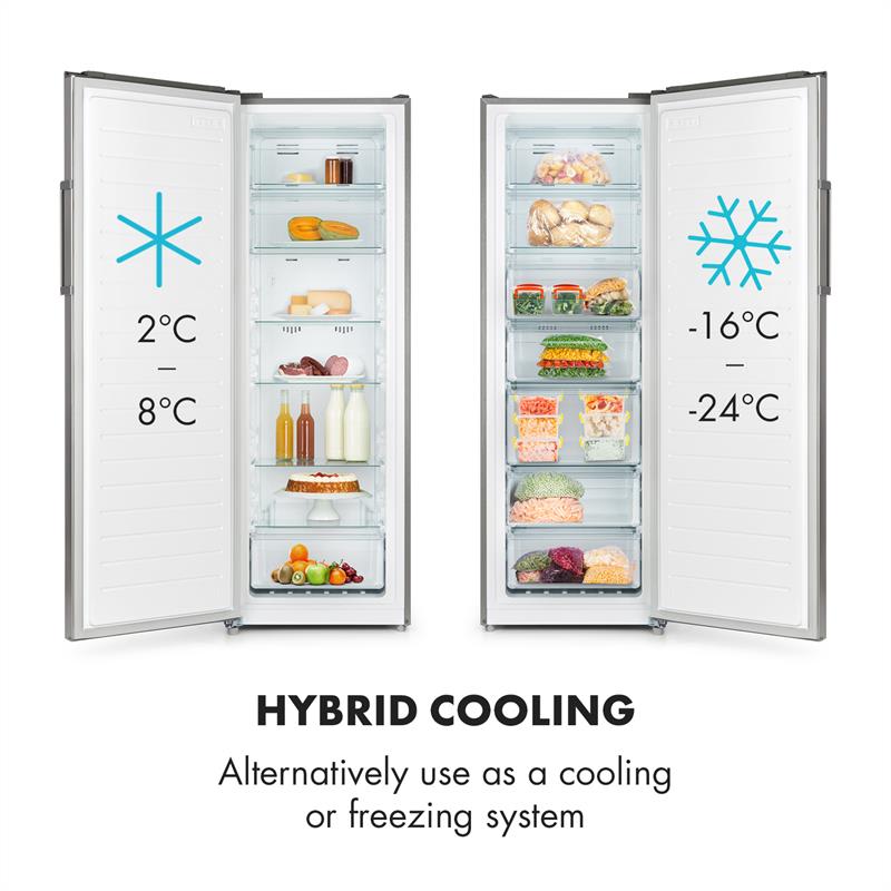 Klarstein Iceblokk Hybrid truhlicová mraznička, 227 litrov, 7 priehradok, vzhľad ušľachtilej ocele – Obrázok 5