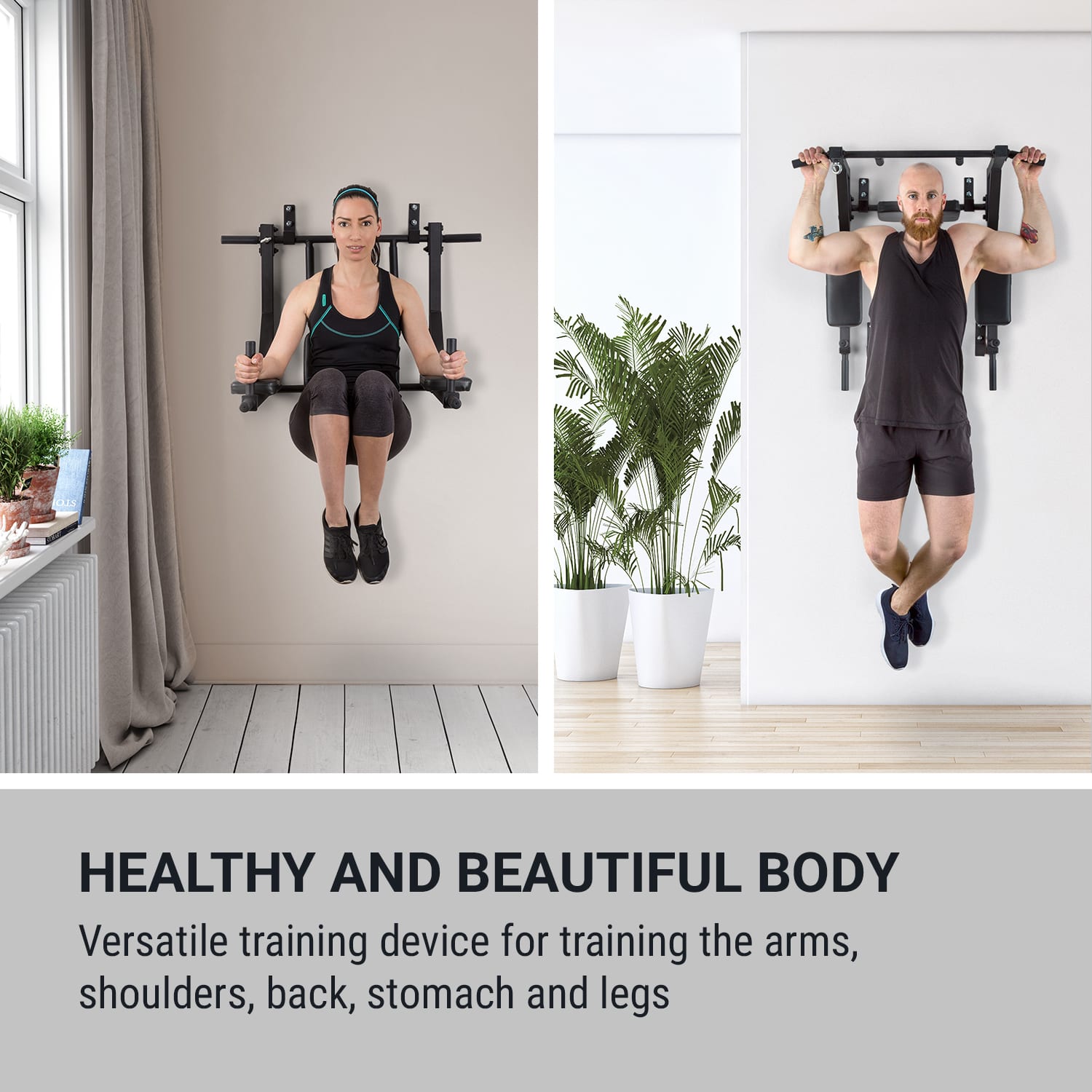 KLARFIT Bouncer, multifunkčné posilňovacie zariadenie, 200 kg, oceľ, čierne – Obrázok 2