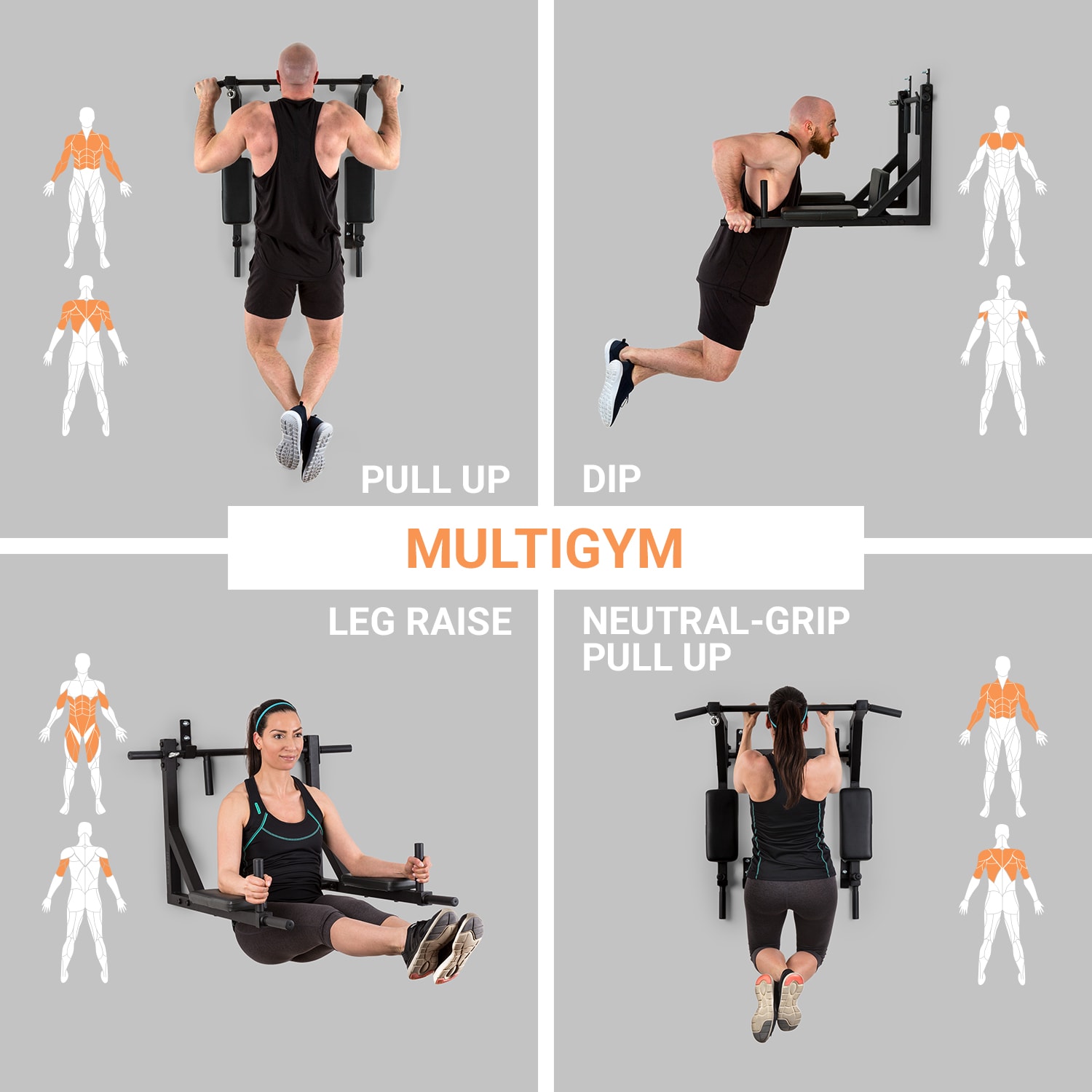 KLARFIT Bouncer, multifunkčné posilňovacie zariadenie, 200 kg, oceľ, čierne – Obrázok 4