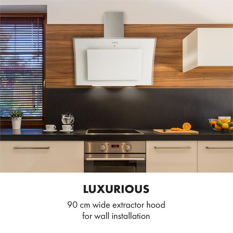 Klarstein Sabia 90, digestor, 90 cm, nástenný, 600 m³/h, LED, biely – Obrázok 2