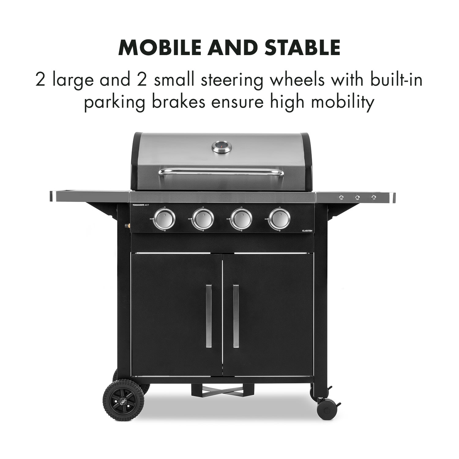 Klarstein Tomahawk 4.0 T, plynový gril, 4 x 3.2 kW horáky, 63 x 39 cm grilovacia plocha, ušľachtilá oceľ – Obrázok 4