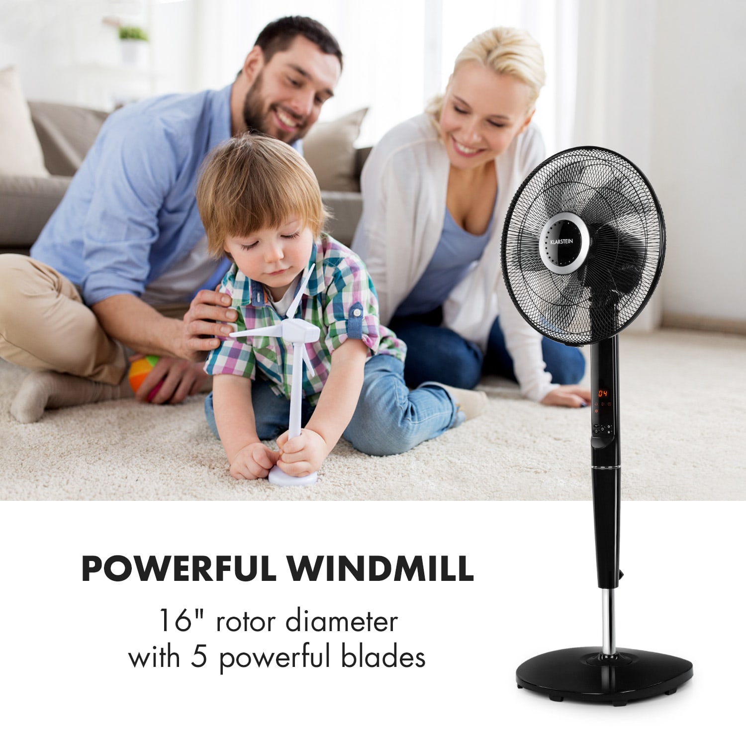 Klarstein Infinity Storm, stojanový ventilátor, 16" (40 cm), 55 W , 3 režimy, VarioFresh, čierny – Obrázok 4