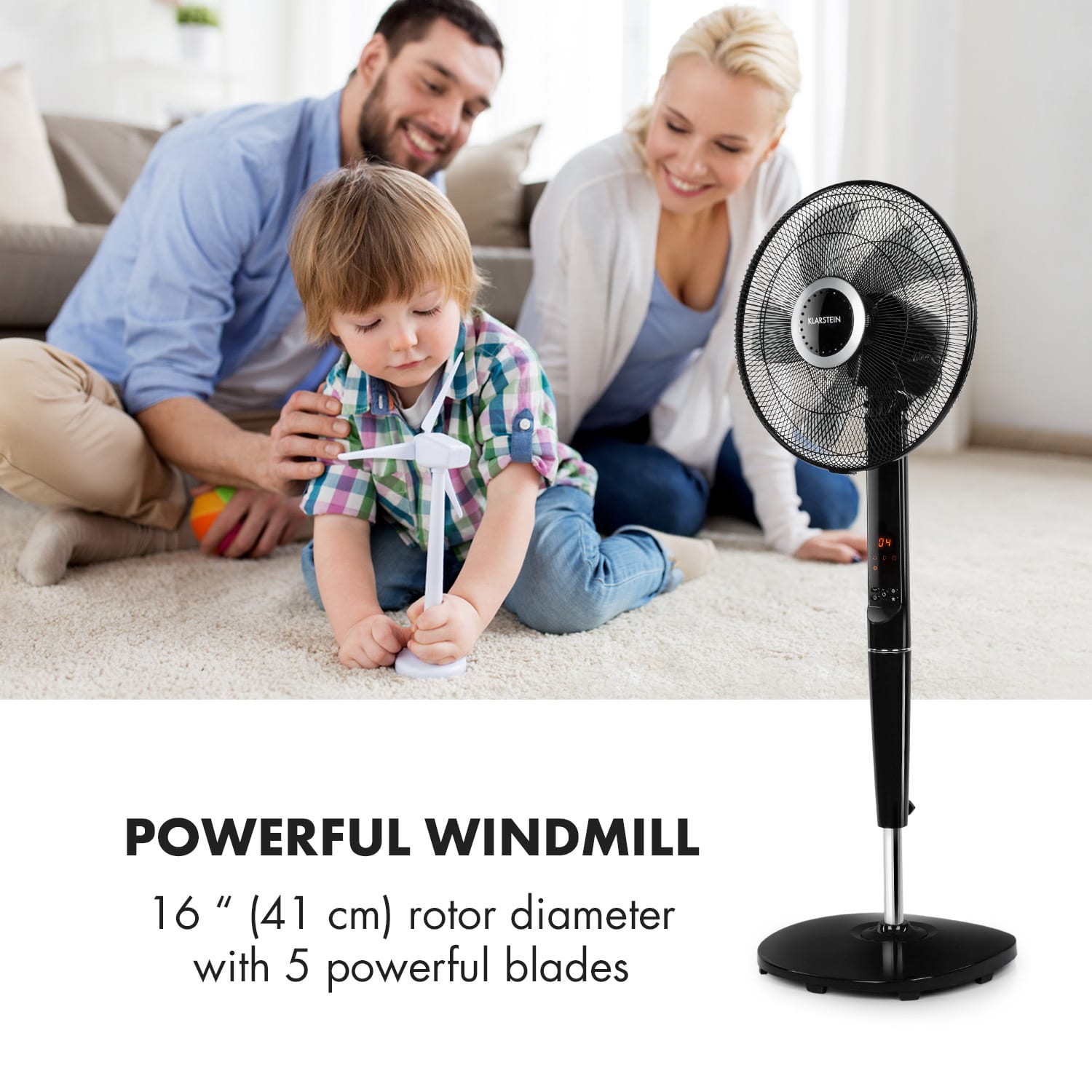Klarstein Infinity Storm, stojanový ventilátor, 16" (40 cm), 55 W , 3 režimy, VarioFresh, čierny – Obrázok 5