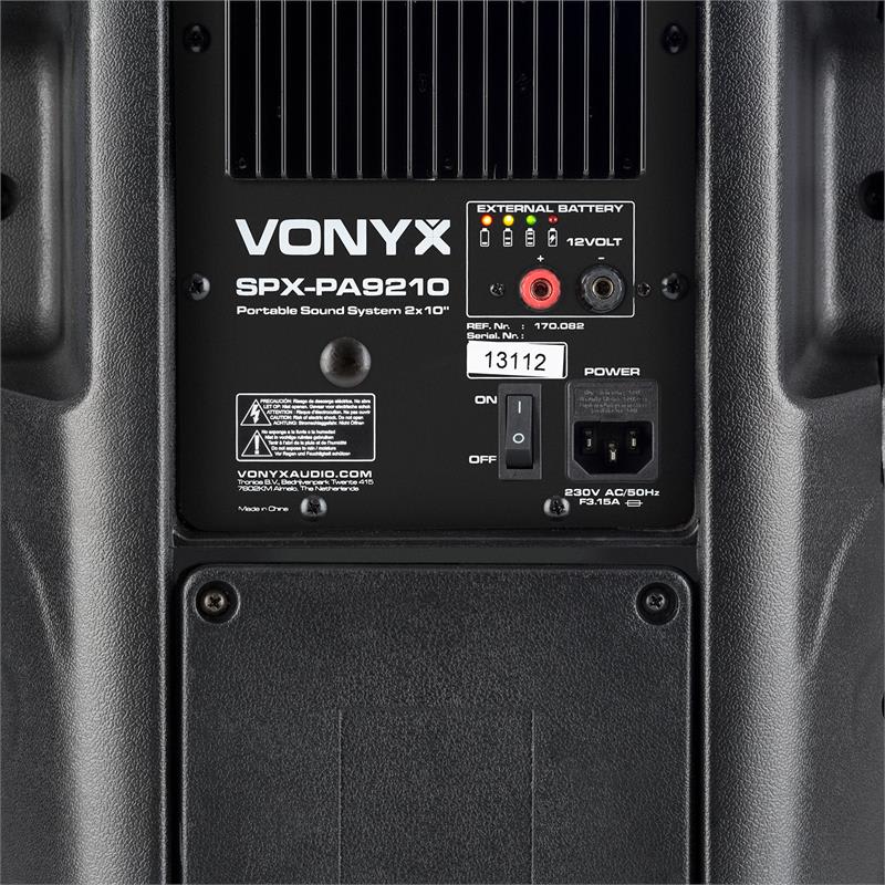 Vonyx SPX-PA9210 sound systém 2x10'' USB, SD/MMC bluetooth nabíjacia batéria 4 - 6h – Obrázok 4