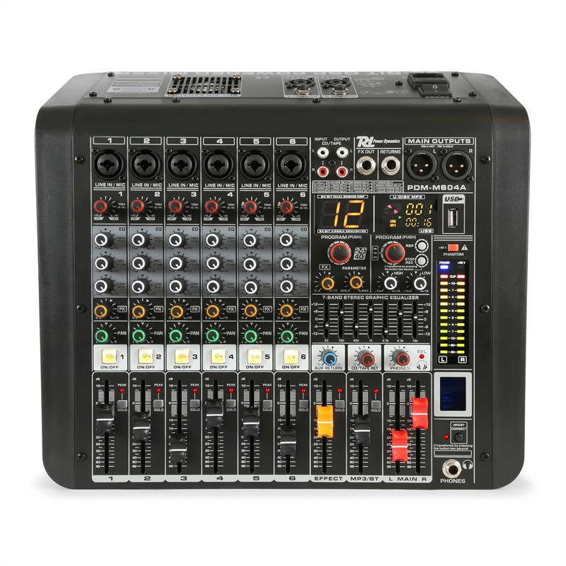 Power Dynamics PDM-M604A, mixážny pult, 6 mikrofónových vstupov, 24-bit multi-FX-procesor, USB prehrávač – Obrázok 2