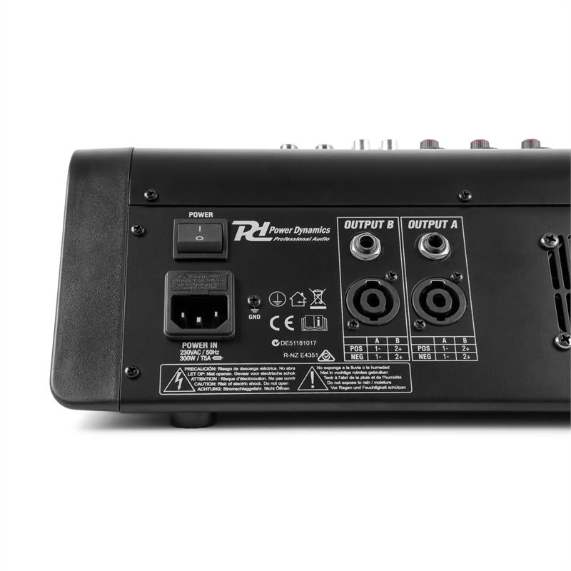 Power Dynamics PDM-M604A, mixážny pult, 6 mikrofónových vstupov, 24-bit multi-FX-procesor, USB prehrávač – Obrázok 5