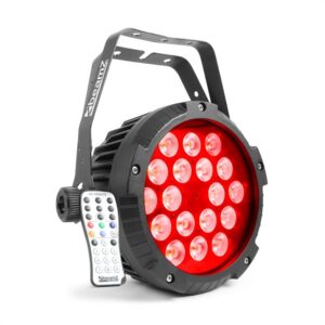 Beamz BWA418 LED PAR, reflektor, 18x12W, 4v1, LED svetlá, RGBW, IP65, čierna farba