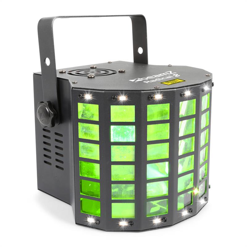 Beamz Radical 2, efekty 3v1, 4x 3W RGBW LEDky, laser červený/zelený, 4 DMX kanály