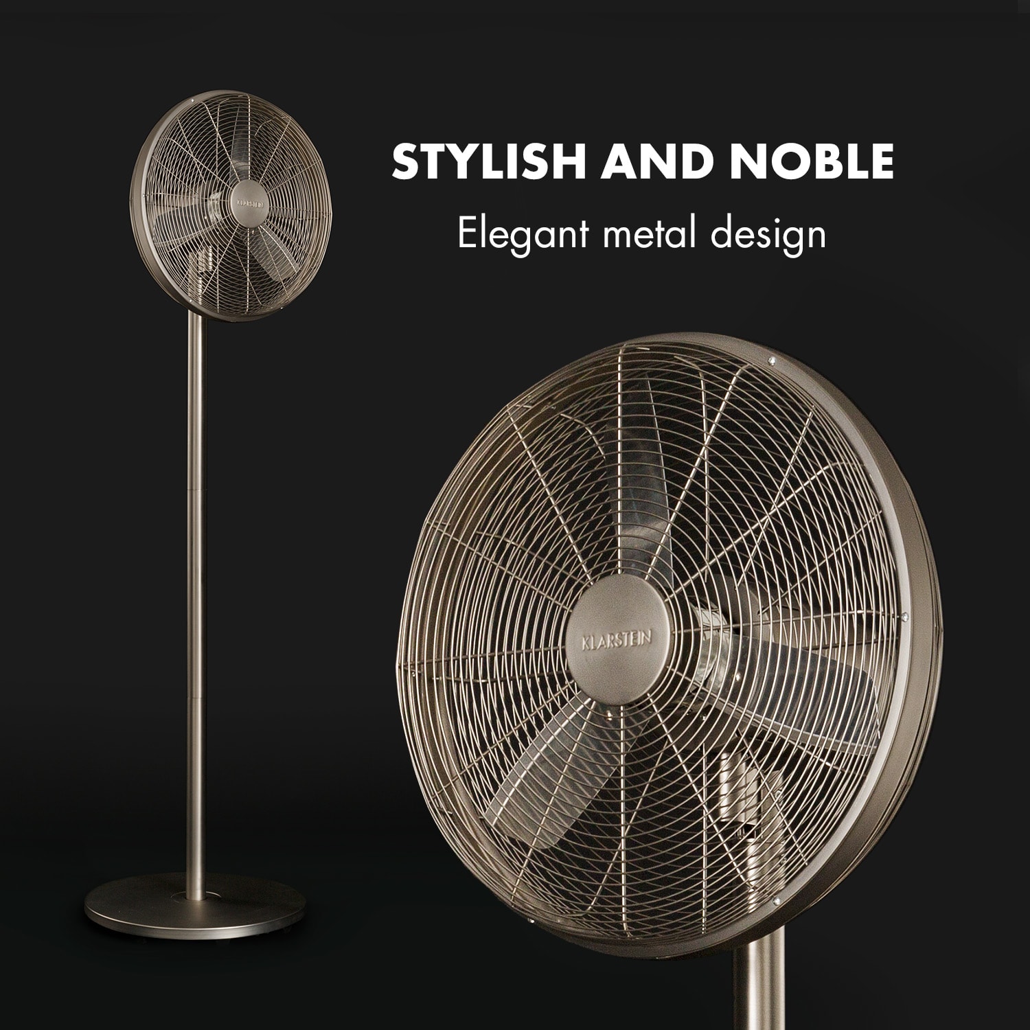 Klarstein Ethos High Performance, kovový stojanový ventilátor, 16" (40 cm), 3 režimy – Obrázok 3
