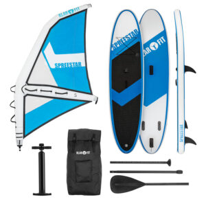 KLARFIT Spreestar WS, nafukovací paddleboard, SUP-Board-Set, 300x10x71, modro-biela farba