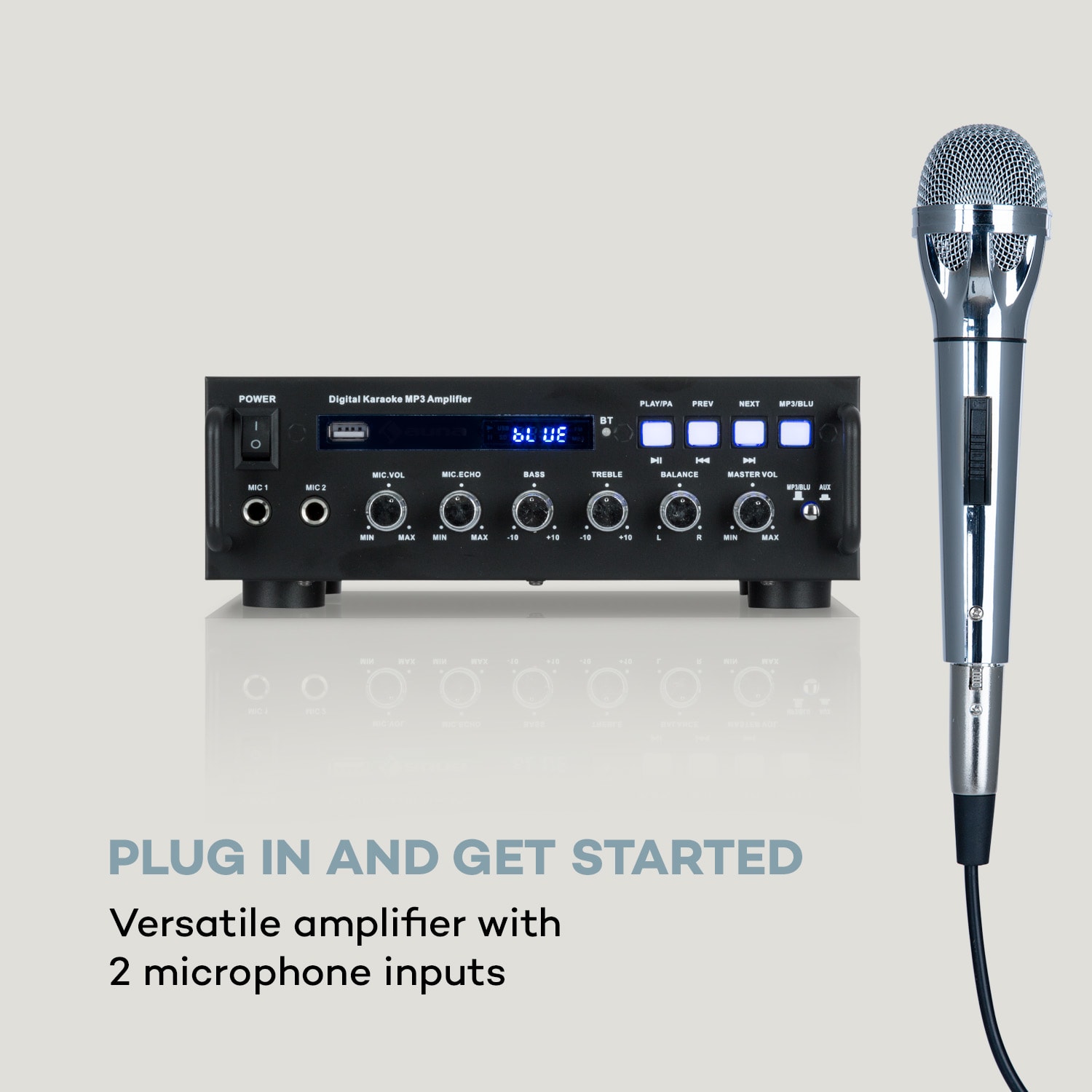 Auna Karaoke Star 3, karaoke sada, 2 x 45 W max., BT, USB port, linkový vstup, 2 x mikrofón – Obrázok 4