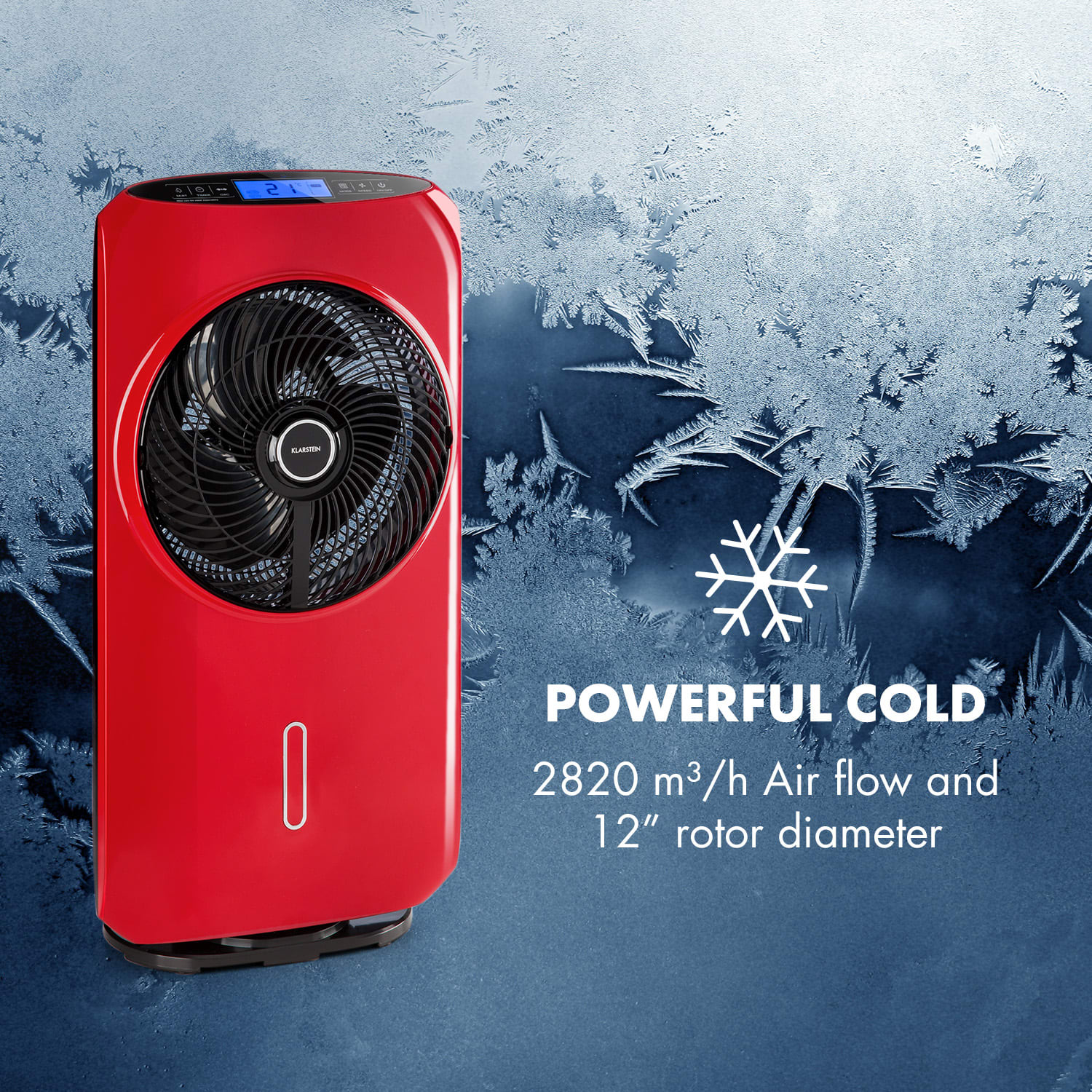 Klarstein Cool Tropic, stojanový ventilátor so zvlhčovačom vzduchu, 48 W, 2820 m³/h, červený – Obrázok 5