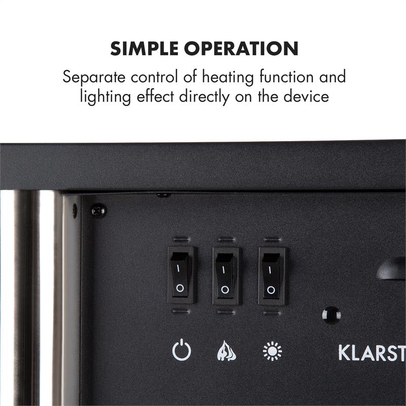 Klarstein Copenhagen Big, elektrický krb, 950/1900 W, termostat, čierny – Obrázok 5