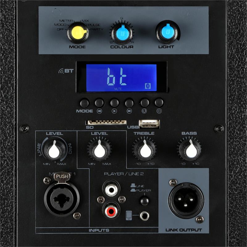 Vonyx LM65, PA reproduktor, bluetooth, 5 osvetľovacích režimov, 400W, čierna farba – Obrázok 4