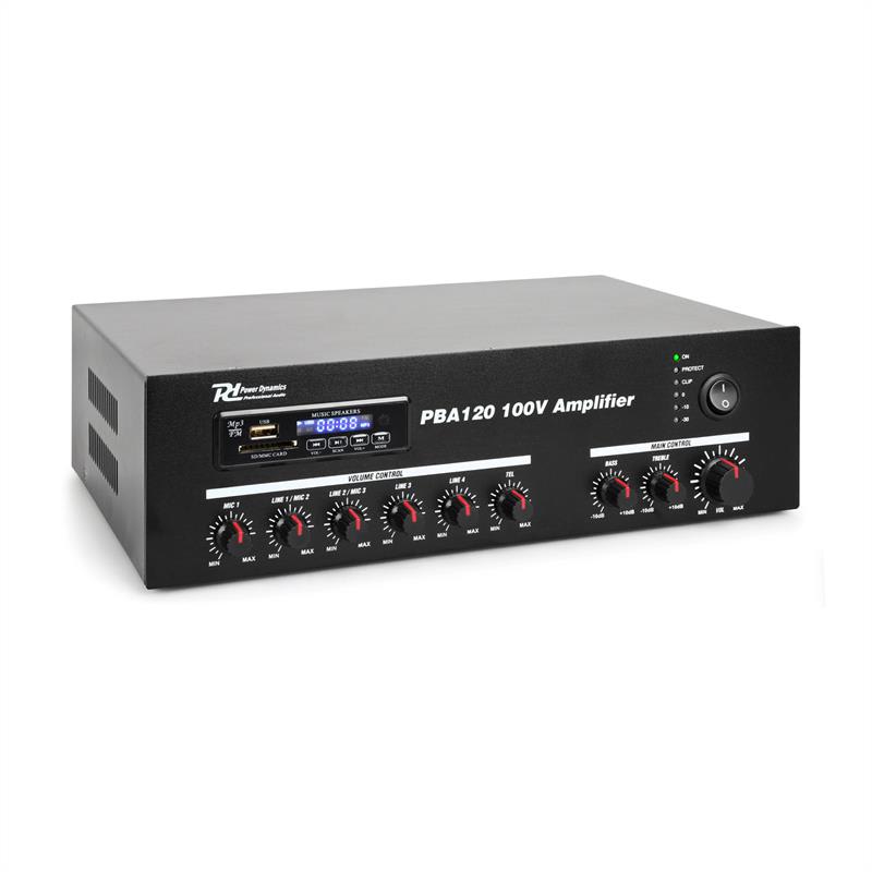 Power Dynamics PBA120, 100 V zosilňovač, 120 W, USB/SD, MP3, bluetooth
