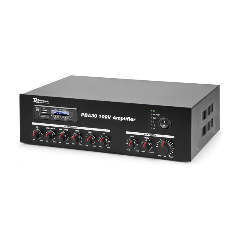 Power Dynamics PBA30, 100 V zosilňovač, 30 W, USB/SD, MP3, bluetooth – Obrázok 5