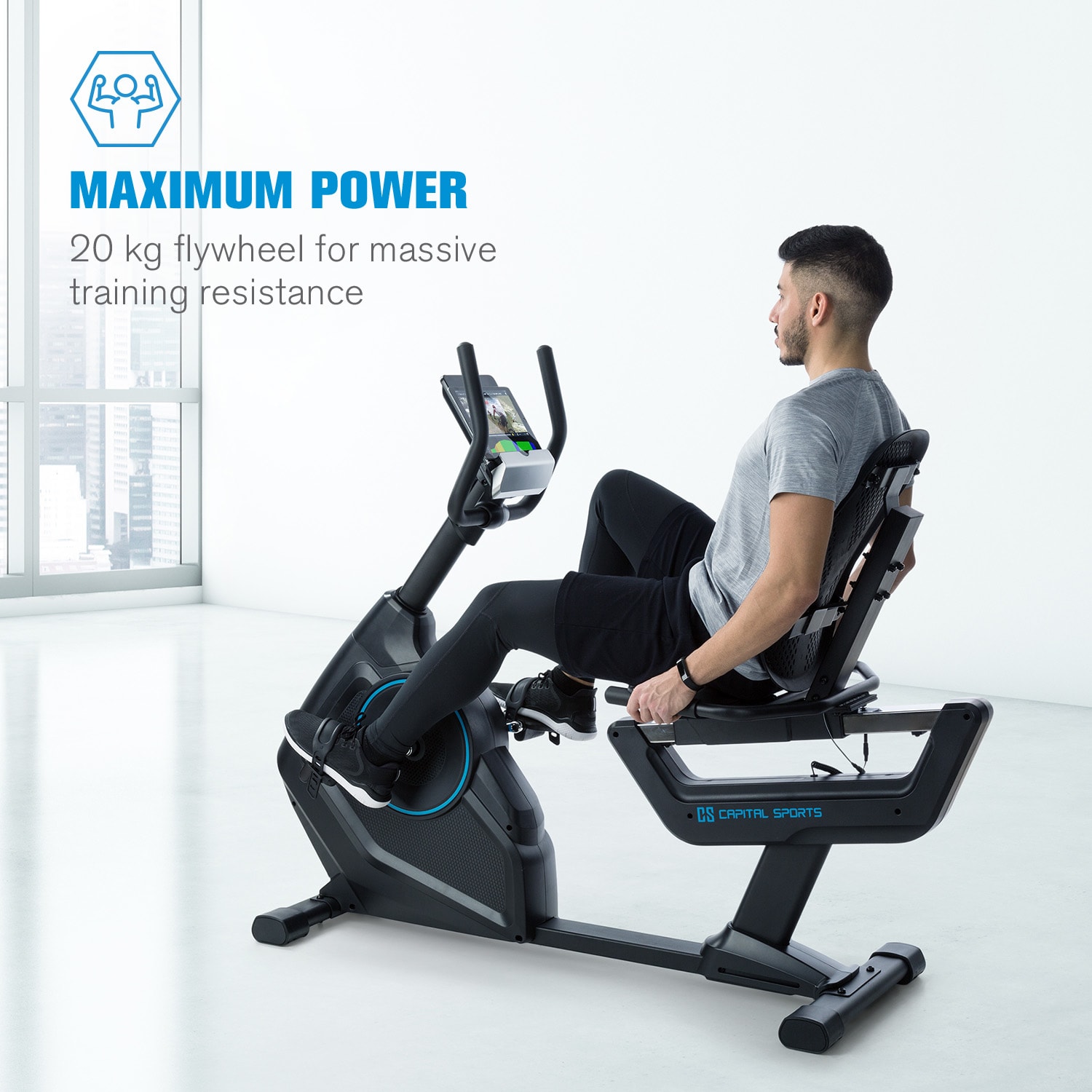 Capital Sports Evo Deluxe, kardio bicykel, bluetooth, aplikácia, 20 kg zotrvačník – Obrázok 3