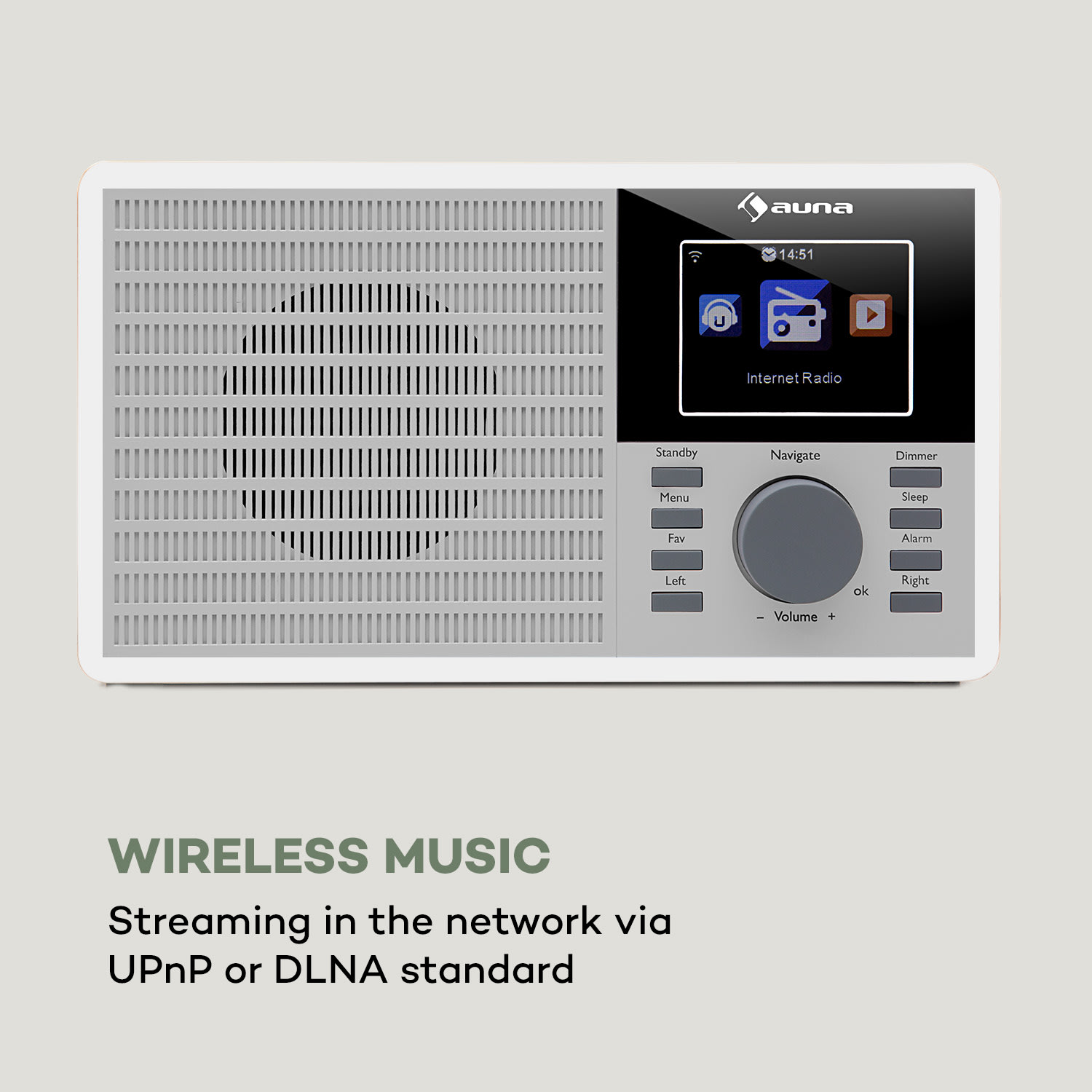 Auna IR-160, internetové rádio, WiFi, USB, AUX, UPnP, 2.8" TFT-displej, diaľkové ovládanie, biela farba – Obrázok 5