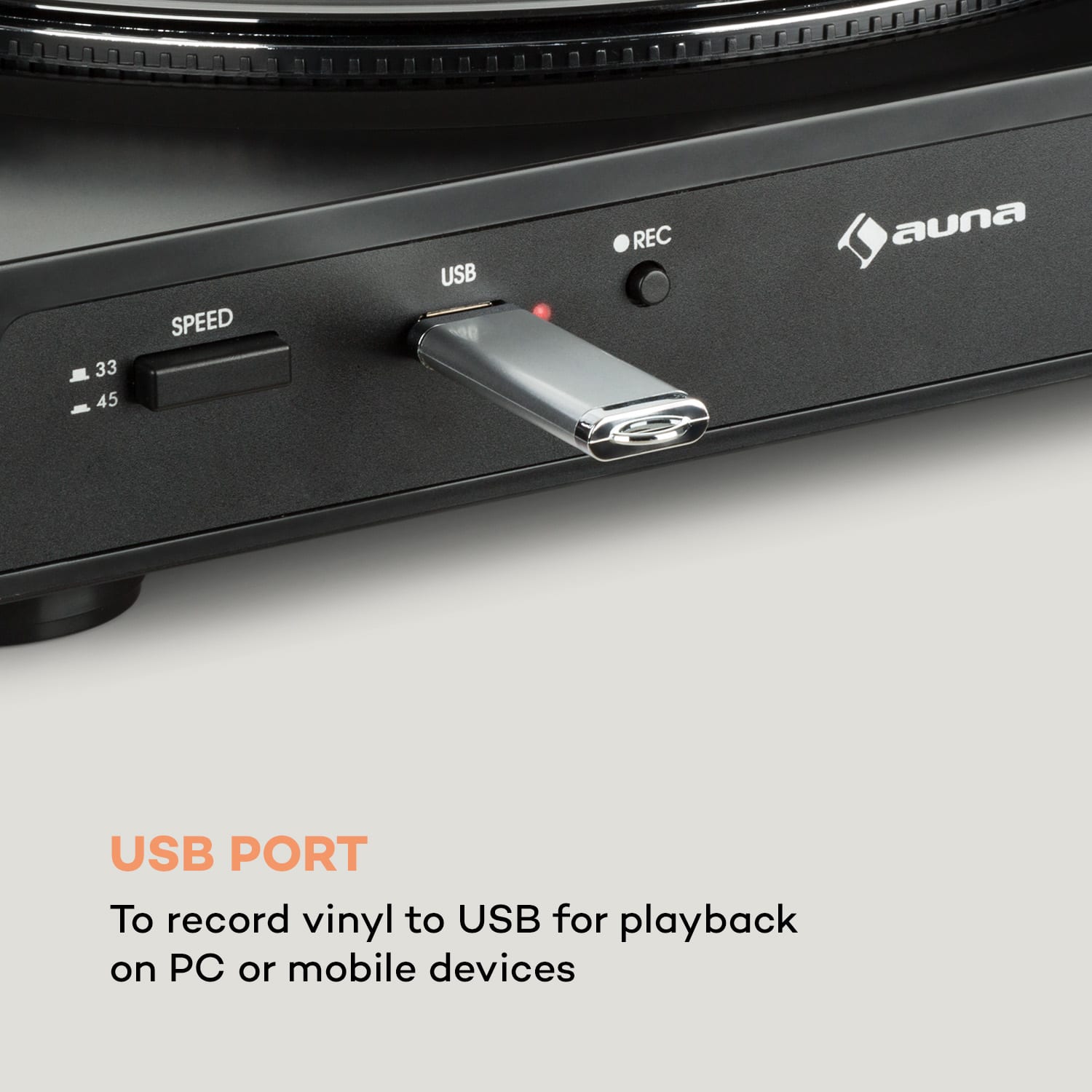Auna Fullmatic, plne automatický gramofón, USB, predzosilňovač, čierny – Obrázok 4