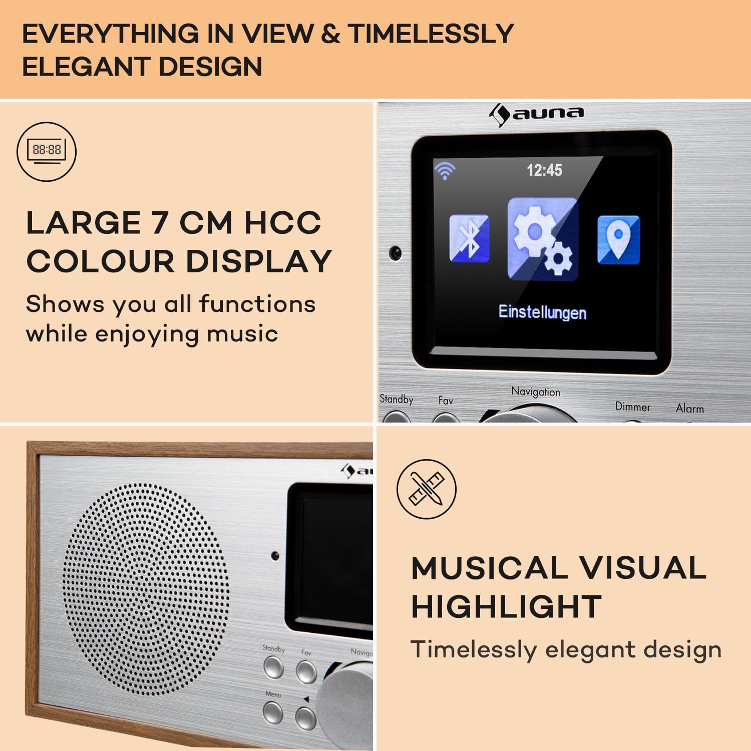 Auna Silver Star Stereo, internetové DAB+/FM rádio, WiFi, BT, DAB+/FM, dub – Obrázok 5